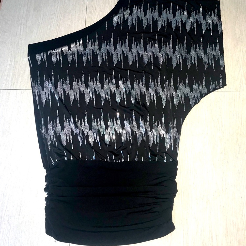 BLACK SPARKLES ONE SHOULDER DRESS